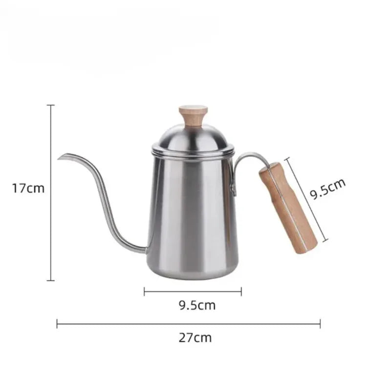 Cafetière Camping en Acier Inoxydable avec Poignée en Bois