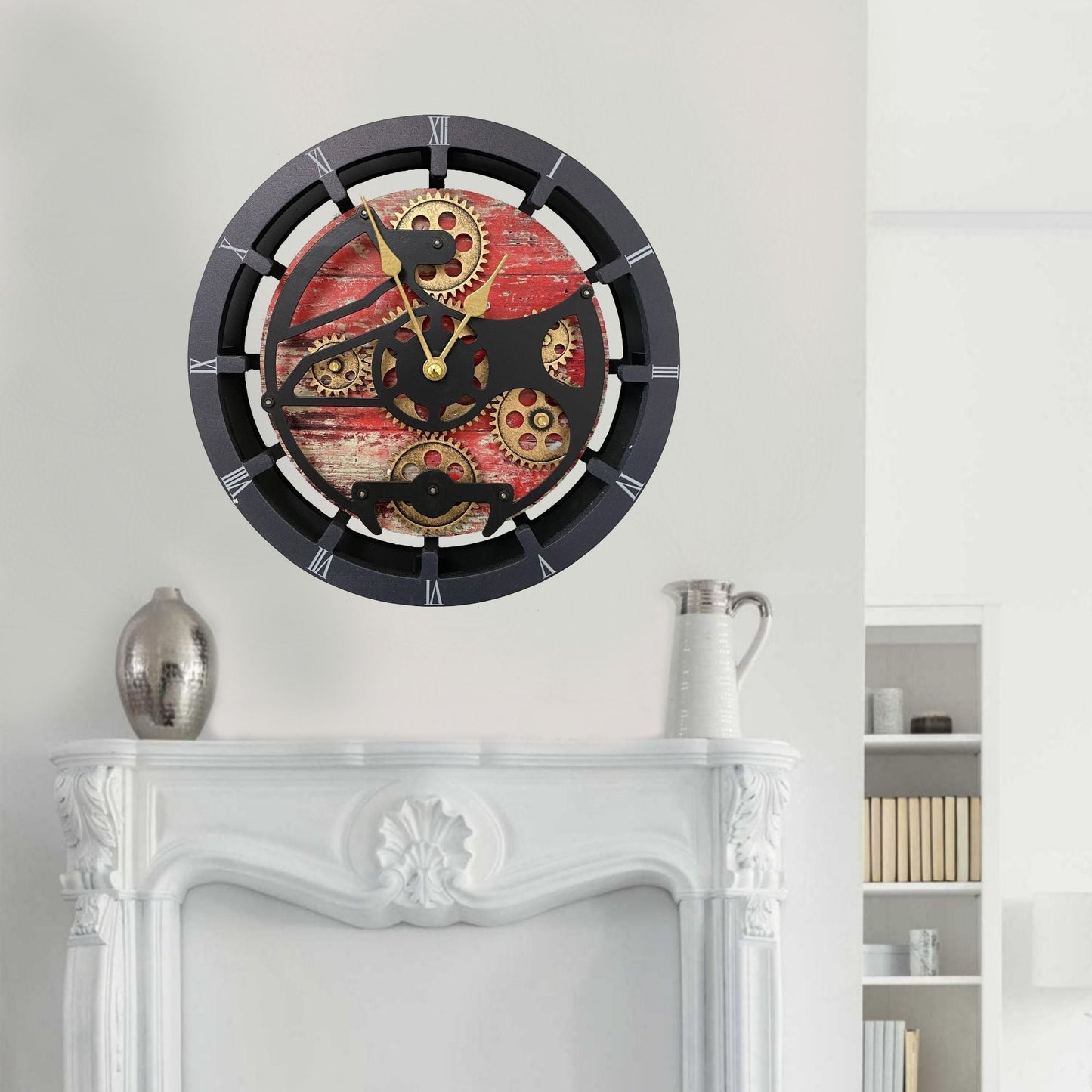 Horloge de Cheminée Ronde 16” Lave Rouge