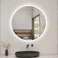 Miroir de salle de bain rond à LED avec coussin anti-buée et fonction de gradation Bluetooth 3 couleurs