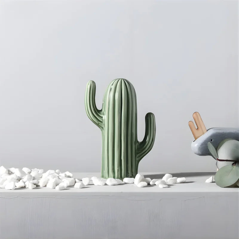 Sculpture Moderne Cactus en Céramique