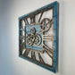 Horloge Murale Carrée 24” Bleu Océan