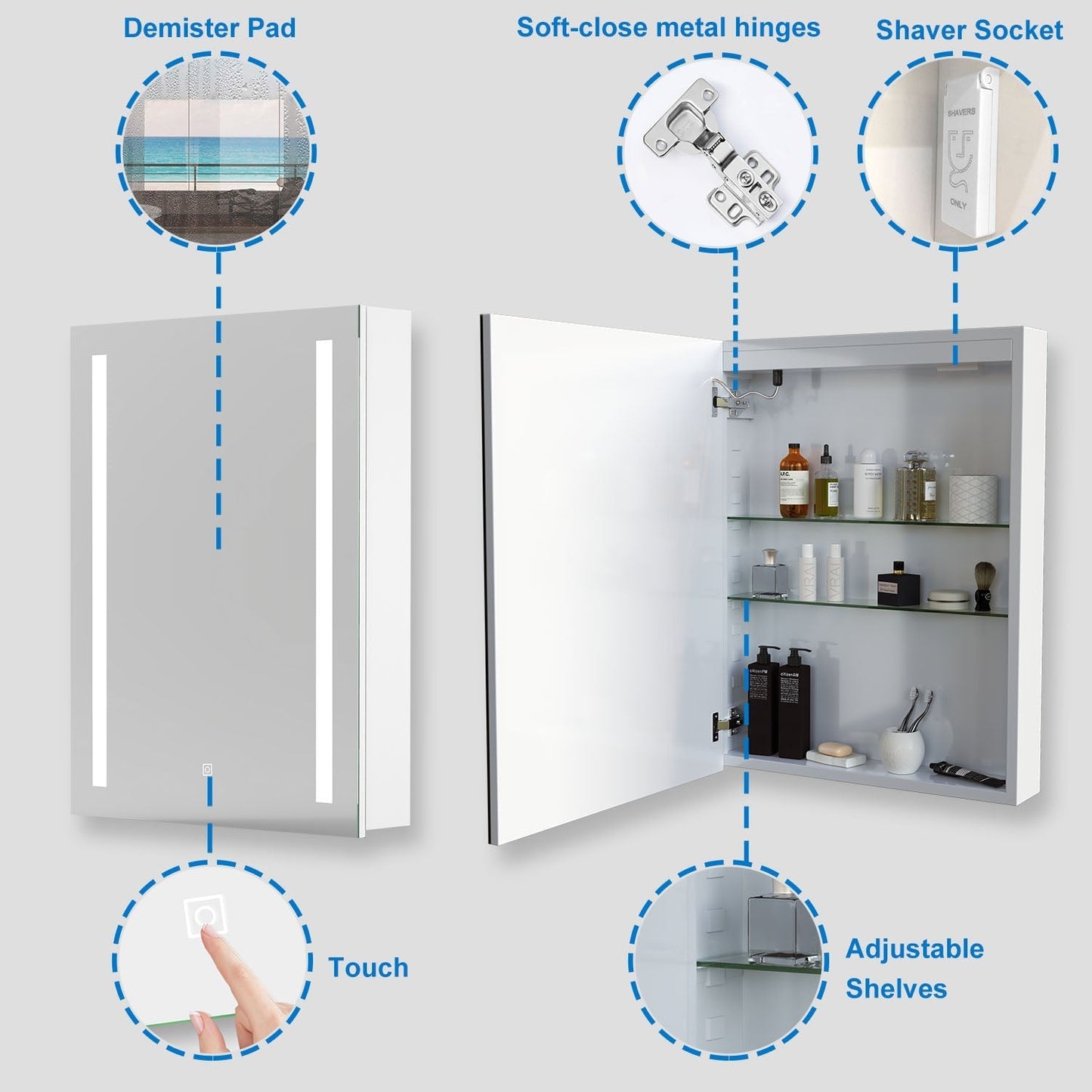 Armoire de toilette à LED | Aica 450x600mm