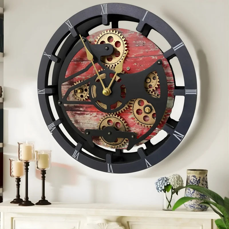 Horloge de Cheminée Ronde 16” Lave Rouge