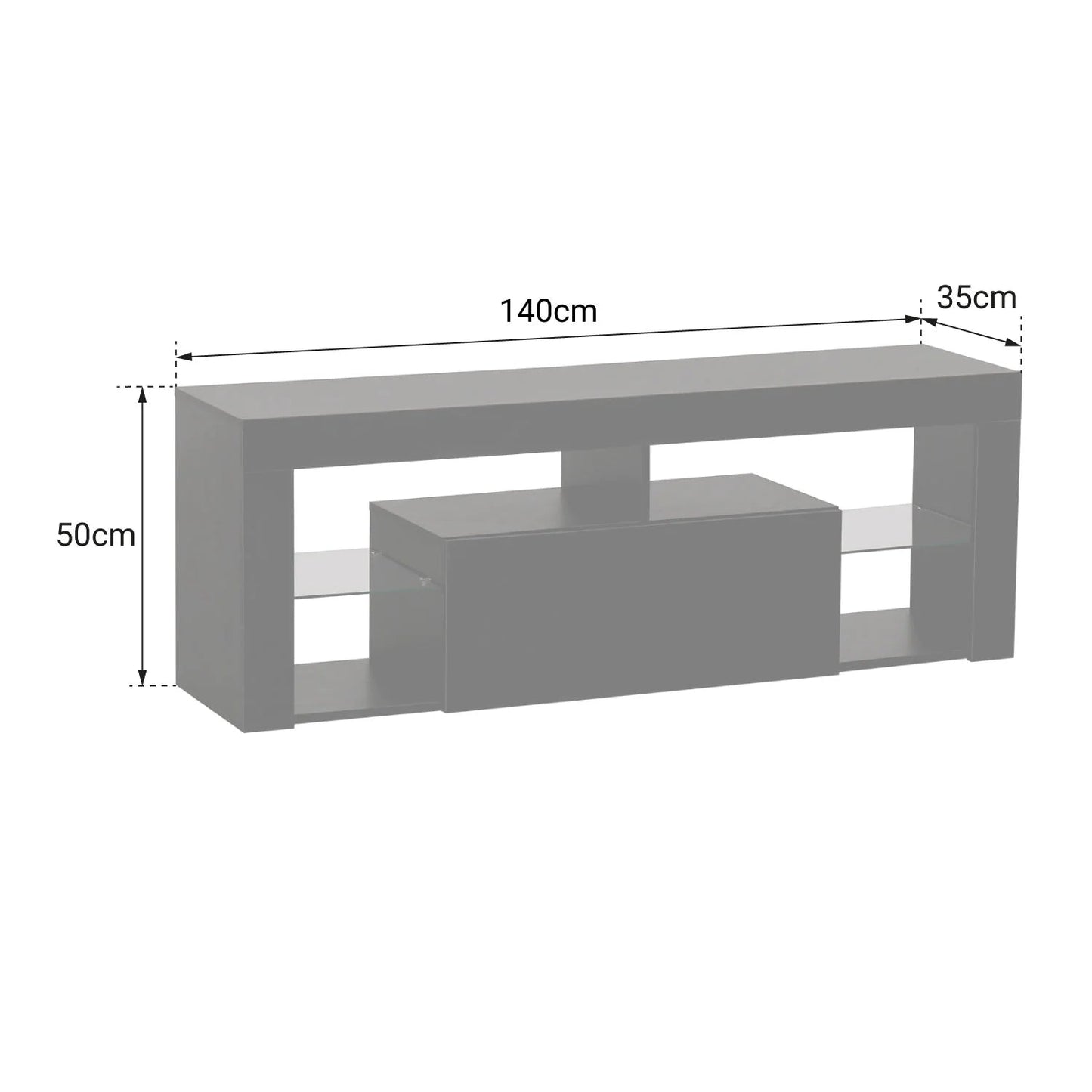 Meuble TV 140cm noir à LED