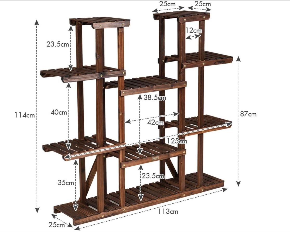 Étagère pour Plantes en Bois - 9 Tablettes 18 Pots