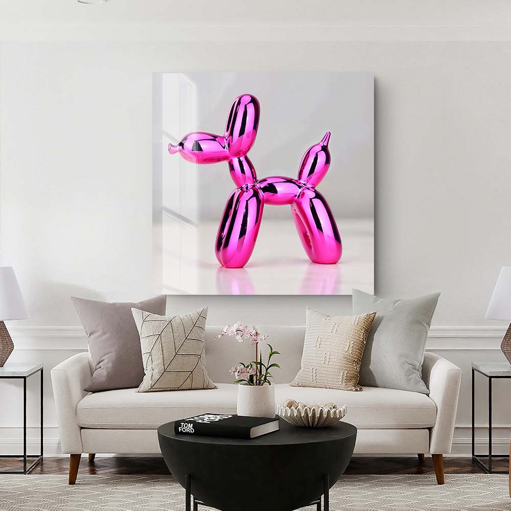 Tableau Ballon Chien Rose