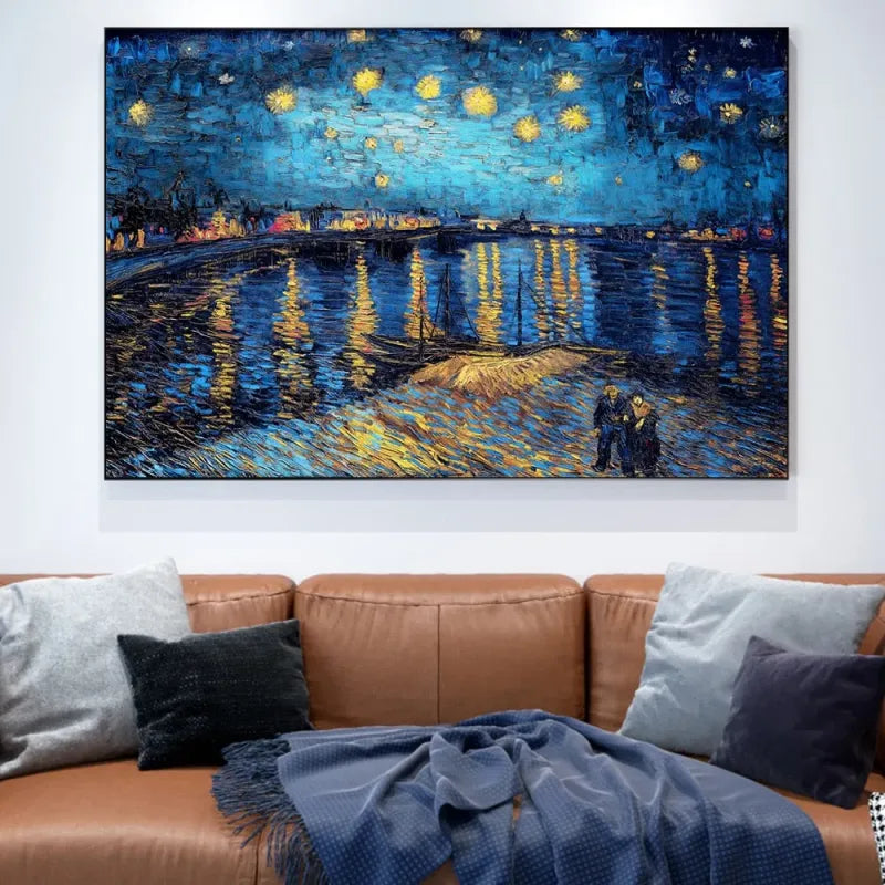 Tableau Paysage: NUIT ÉTOILÉE SUR LE RHÔNE Par Vincent Van Gogh