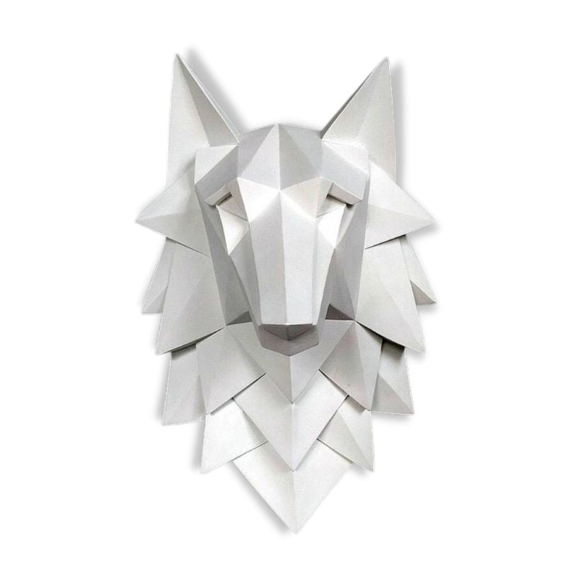 Sculpture Murale Design Tête de Loup Origami