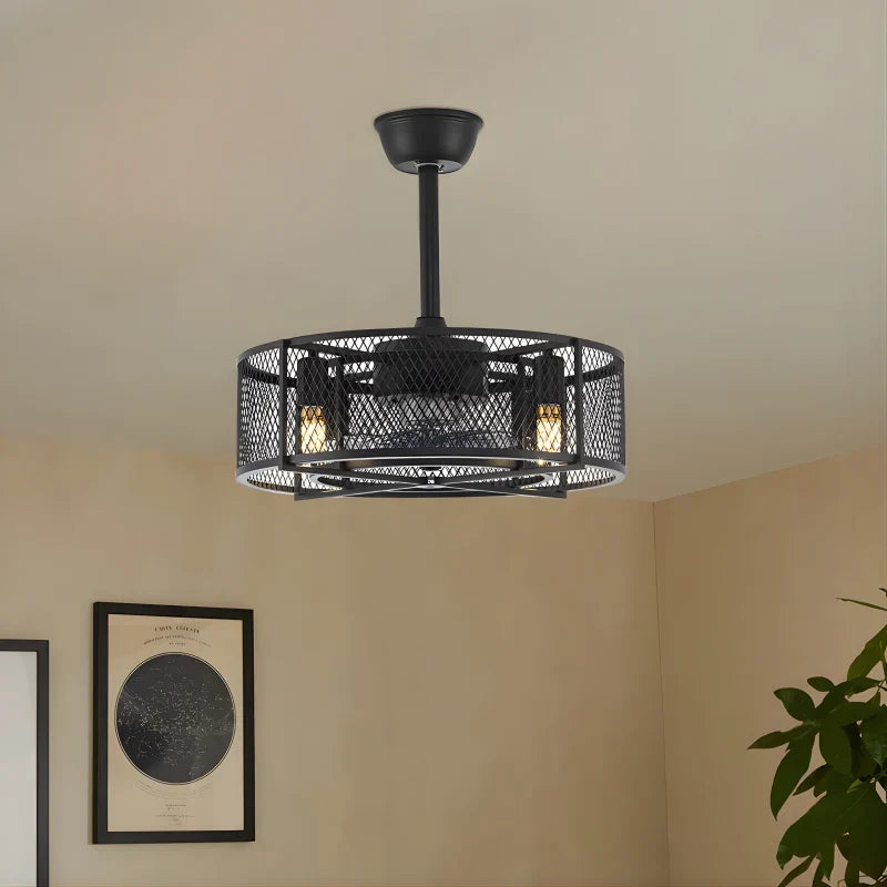 Ventilateur de plafond noir moderne avec lumières et télécommande