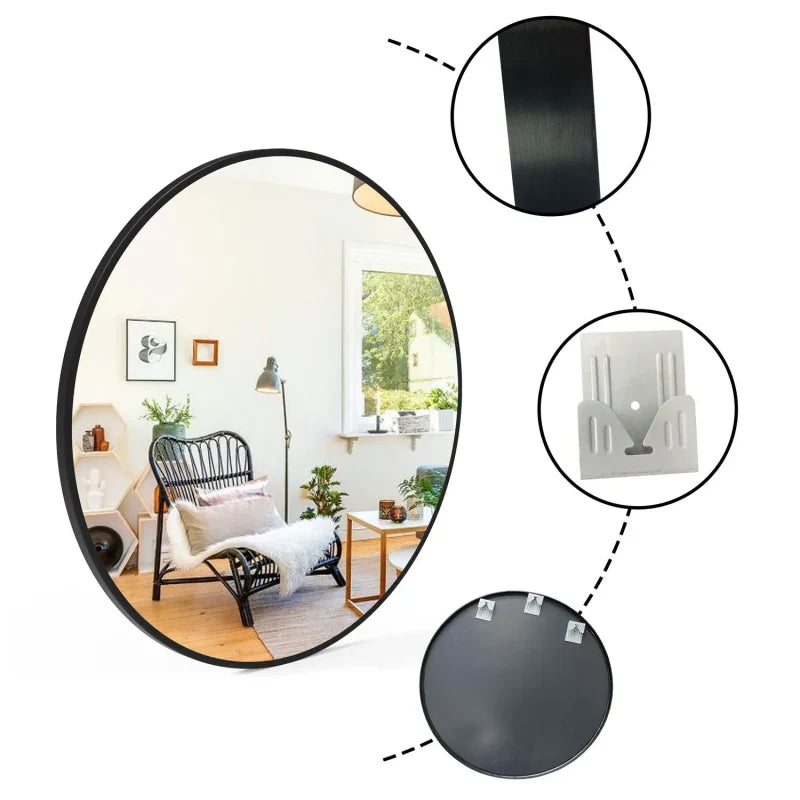 Miroir rond moderne avec cadre noir