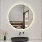 Miroir de salle de bain rond à LED avec coussin anti-buée et fonction de gradation Bluetooth 3 couleurs