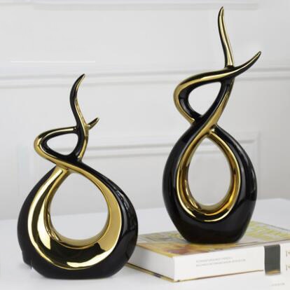 Sculpture Abstraite Enlacement d'Or