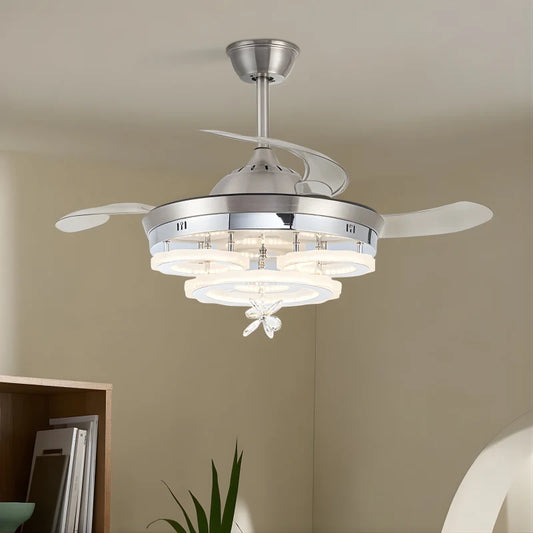 Ventilateur de plafond en acrylique à 3 lumières changeantes