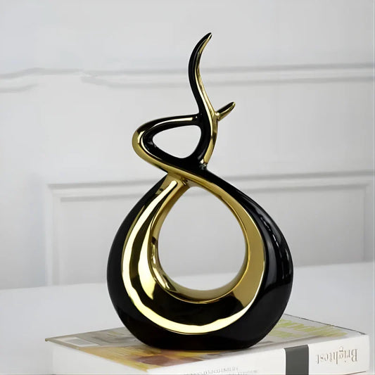 Sculpture Abstraite Enlacement d'Or