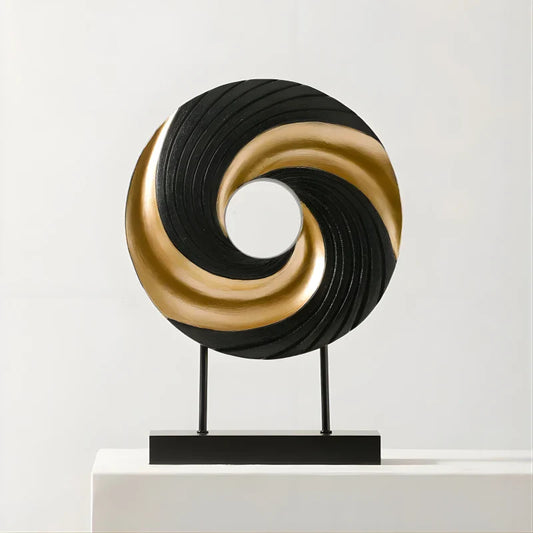 Sculpture Moderne Noire Anneau Design