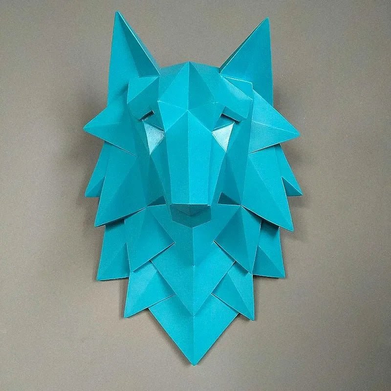 Sculpture Murale Design Tête de Loup Origami