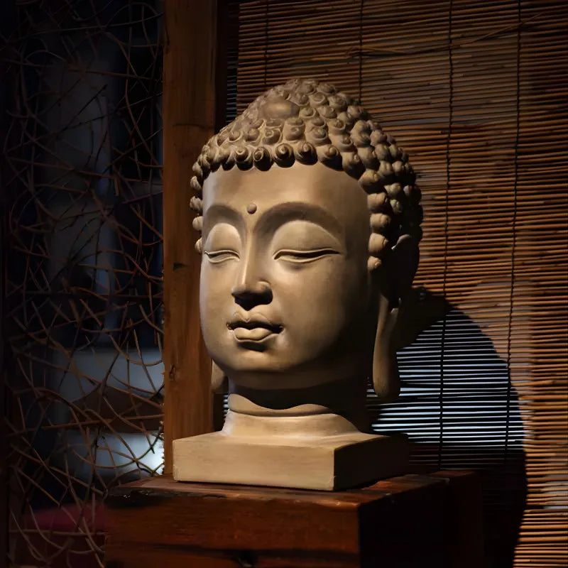 Sculpture Moderne Tête de Bouddha Géante Extérieur