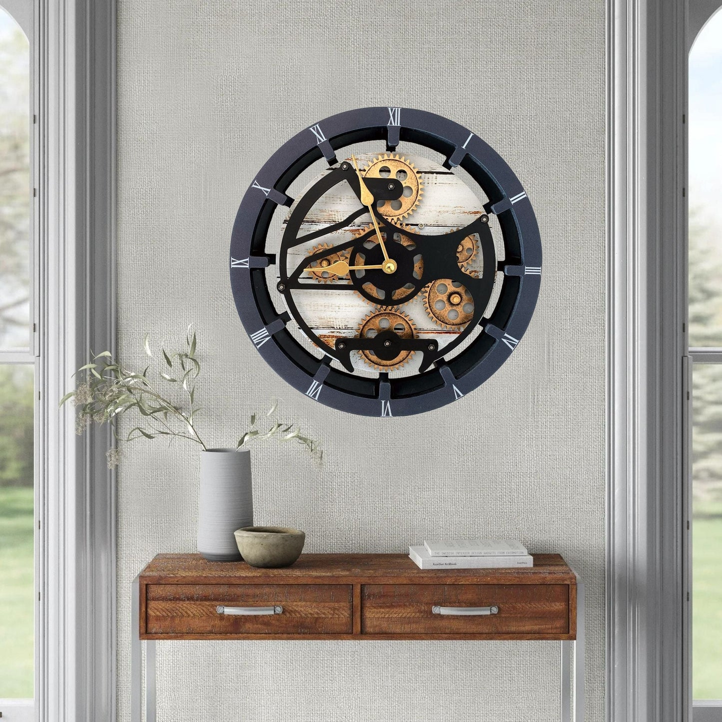 Horloge de Cheminée Ronde 16” Beige Désert