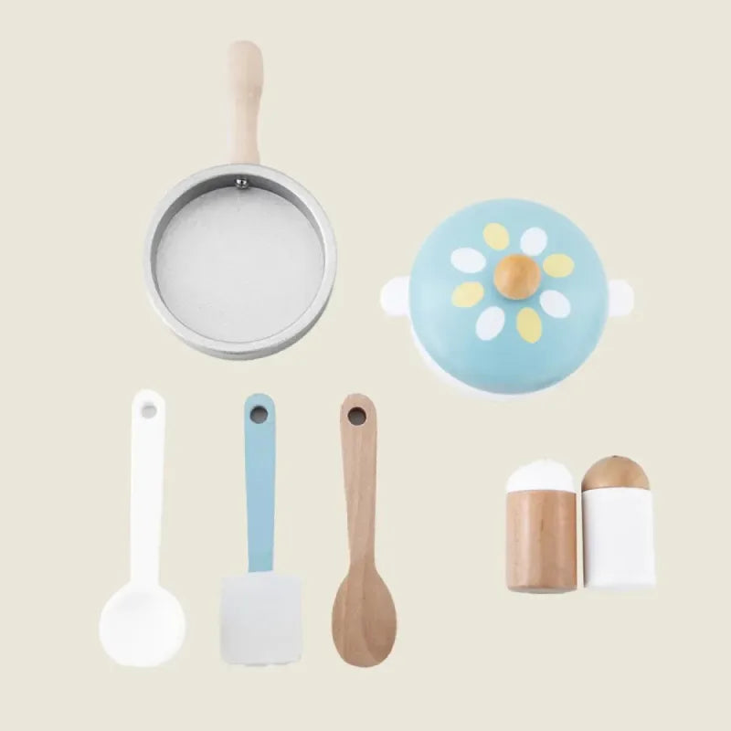 Mini Cuisine en Bois Enfant avec 8 Accessoires