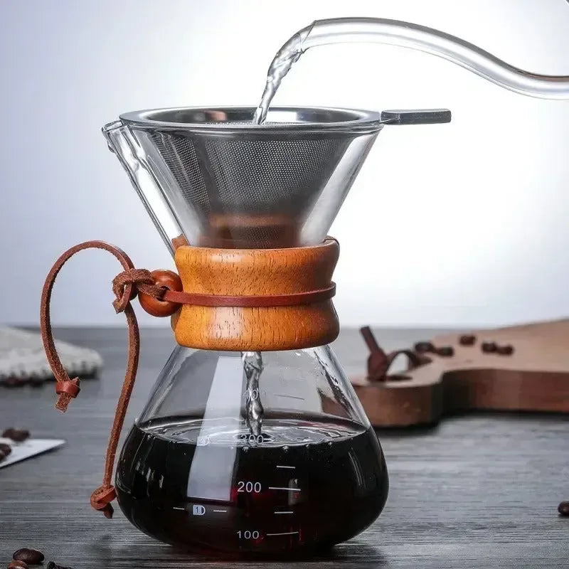 Cafetière Filtre Manuelle Élégante en Verre