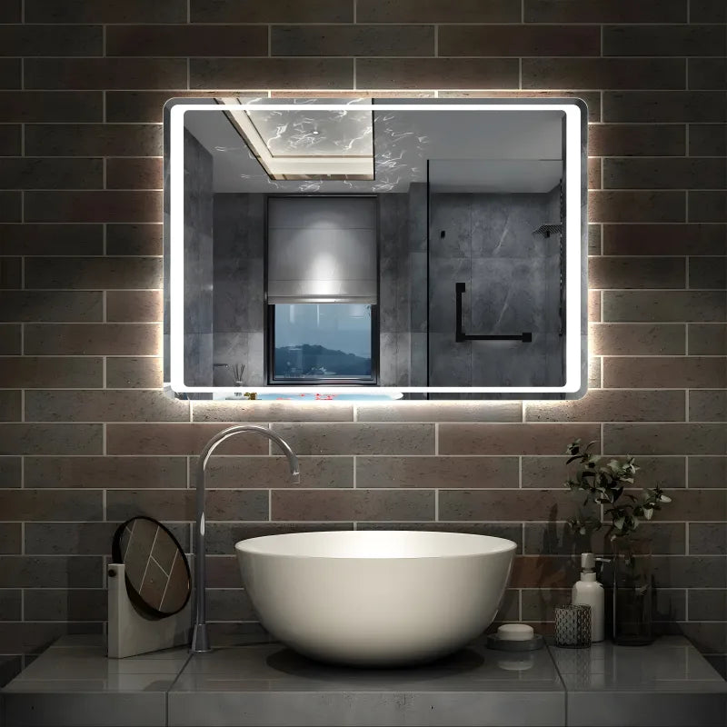 Miroir de salle de bain LED sans cadre avec capteur de mouvement anti-buée