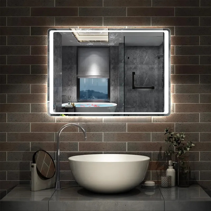 Miroir de salle de bain LED sans cadre avec capteur de mouvement anti-buée