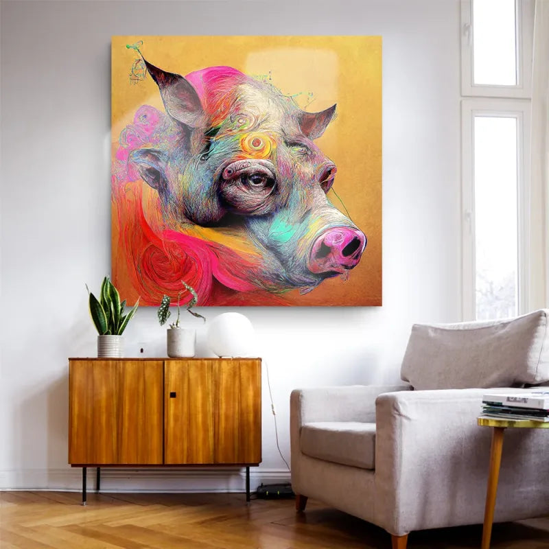 Tableau  Cochon coloré