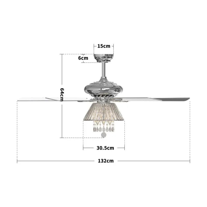 Lustre Ventilateur de Plafond Moderne 52” avec 5 Pales en Bois