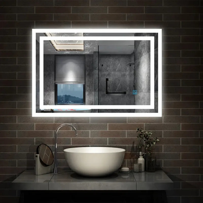 Miroir de salle de bain avec lumières LED anti-buée