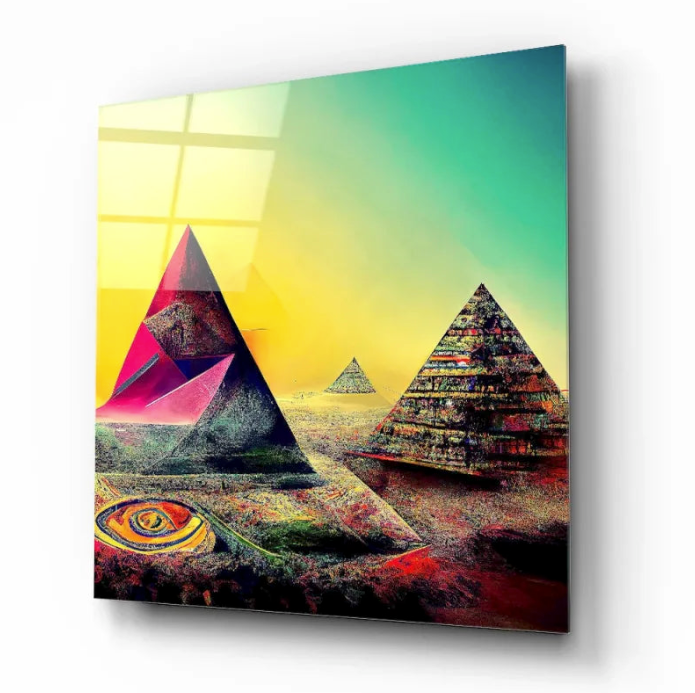 Tableau Paysage: Pyramides colorées