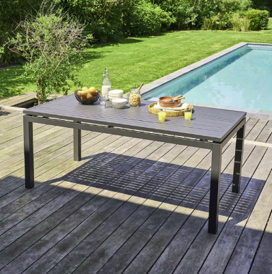 Salon de jardin 8 places en aluminium gris anthracite