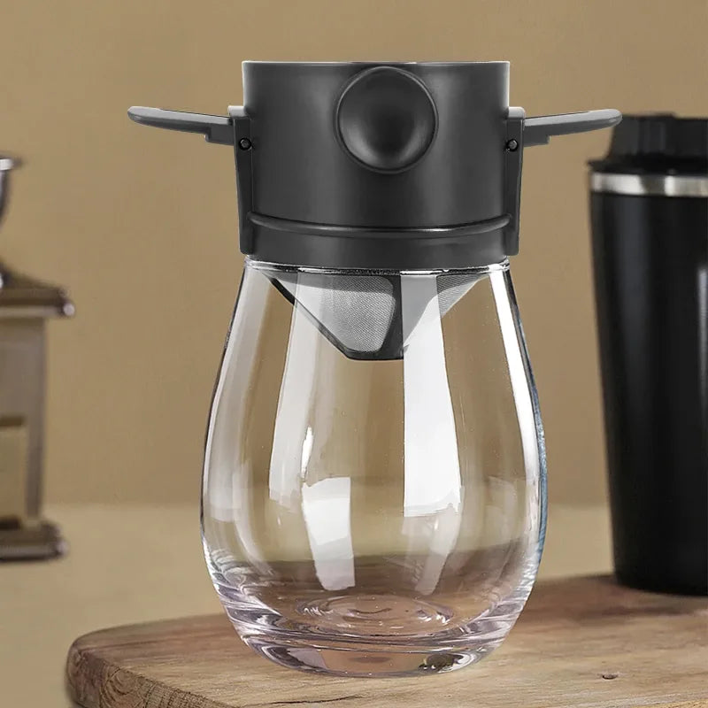 Mini Cafetière Filtre Noir en Acier Inoxydable