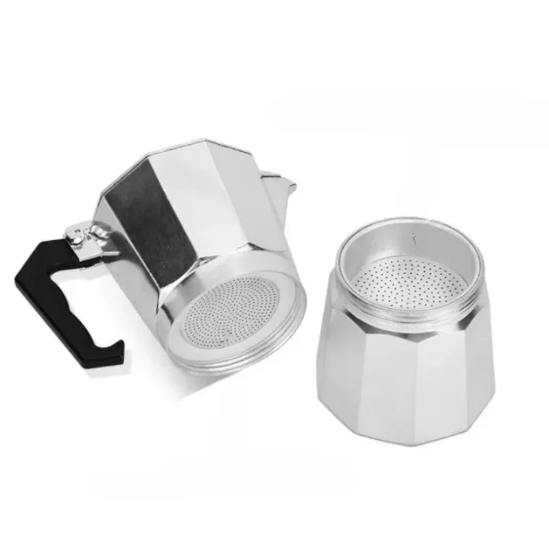 Cafetière Italienne 2 Tasses Octogonale et Argentée