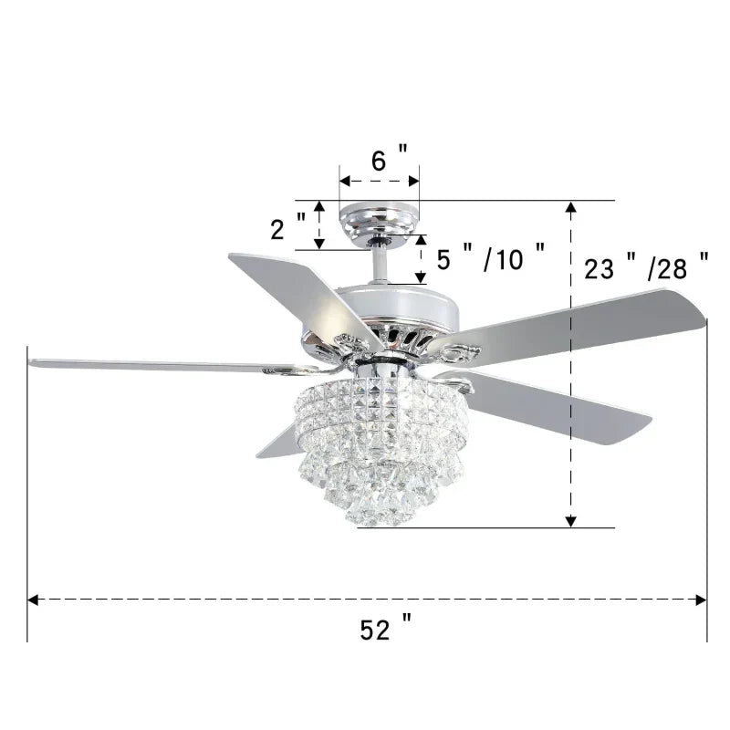 Ventilateur de plafond moderne à 3 lumières en cristal