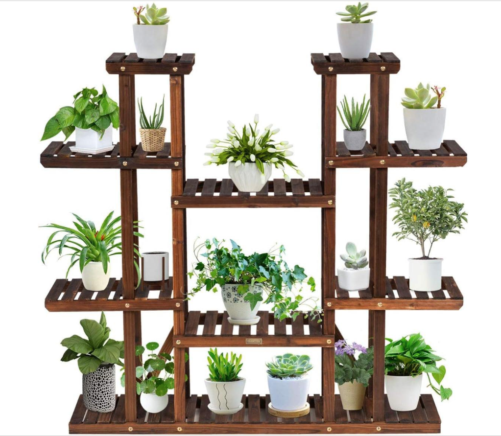 Étagère pour Plantes en Bois - 9 Tablettes 18 Pots