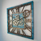 Horloge Murale Carrée 24” Bleu Océan