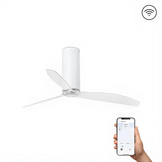 Ventilateur de Plafond Connecté avec Éclairage et Wifi Blanc Mat