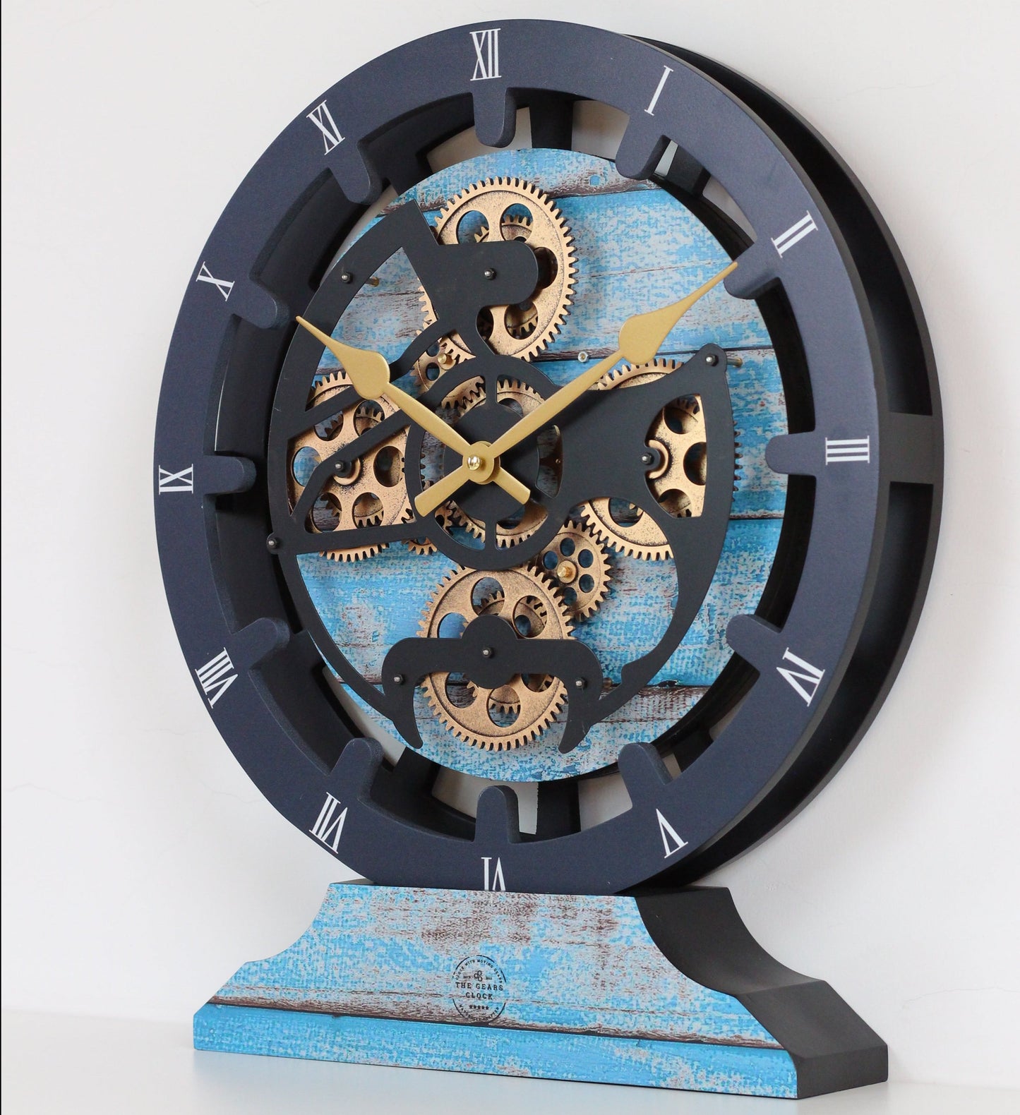 Horloge de Cheminée Ronde 16” Bleu Océan