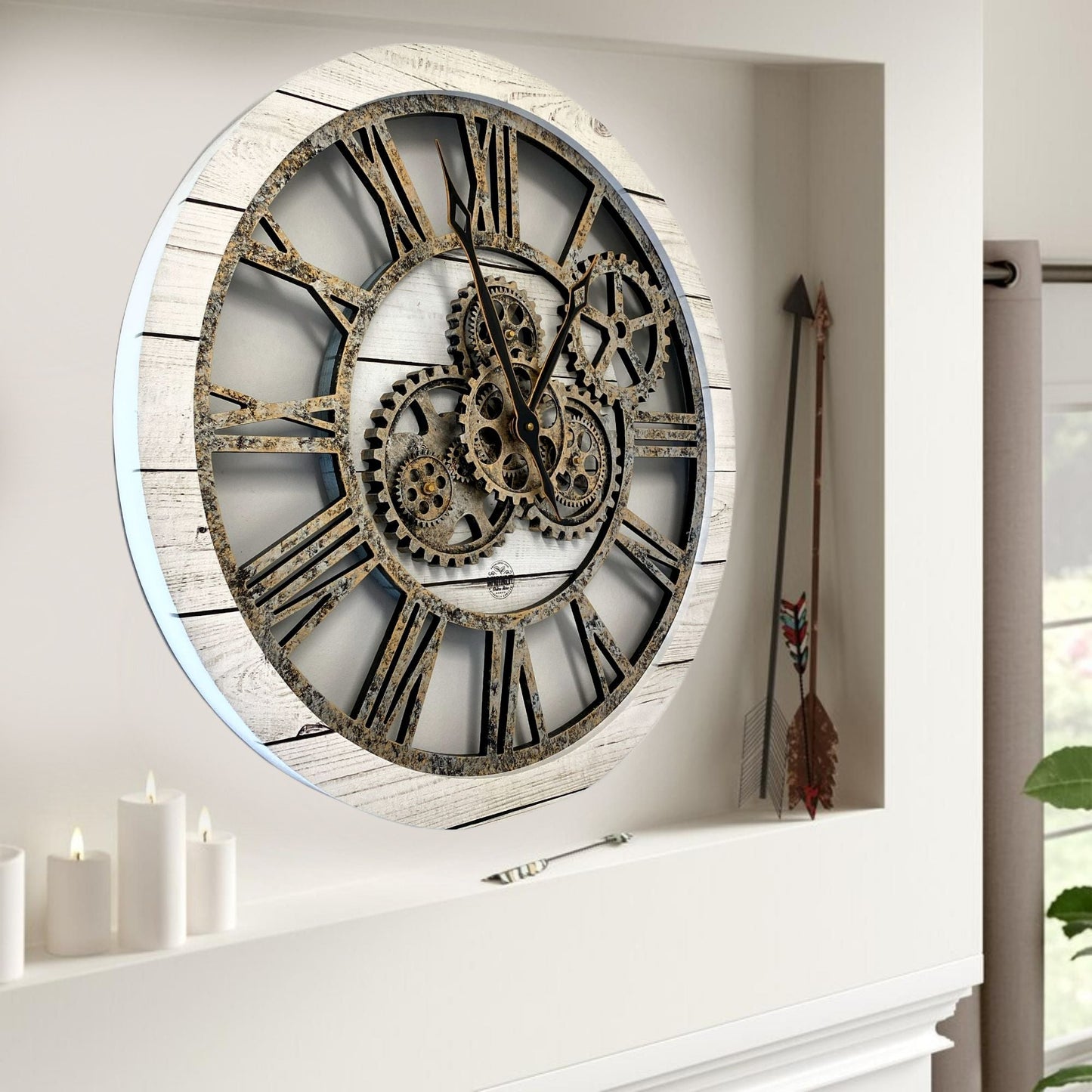 Horloge Murale Ronde 24” Ferme Blanche