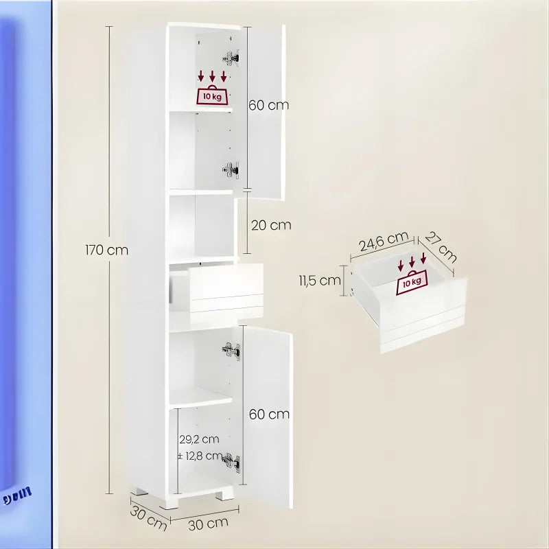 Meuble Rangement Colonne de Salle de Bain Réglable