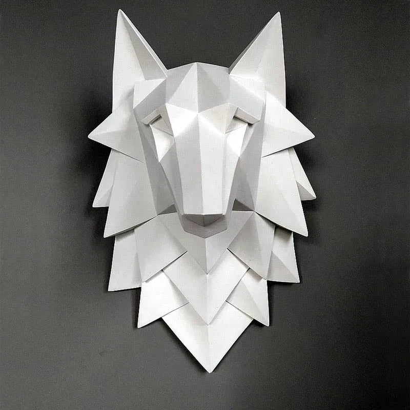 Sculpture Murale Design Tête de Loup Origami