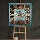 Horloge Murale Carrée 24” Bleu Océan