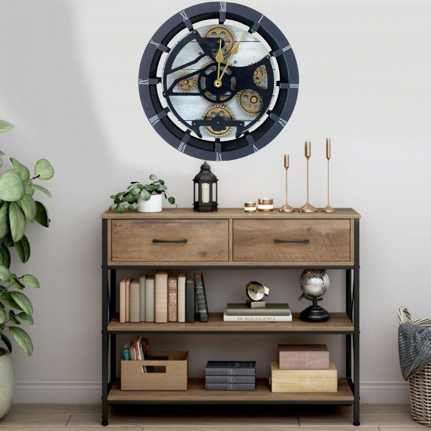 Horloge de Cheminée Ronde 16” Ferme Blanche