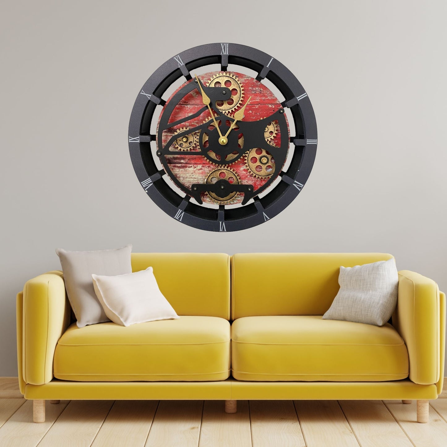 Horloge de Cheminée Ronde 16” Lave Rouge