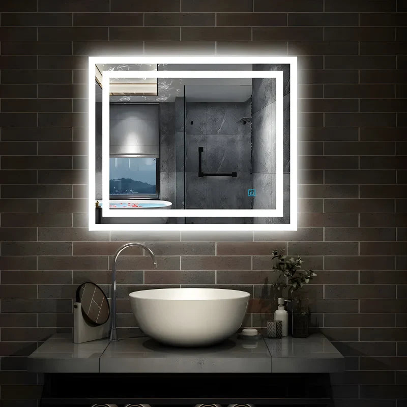 Miroir de salle de bain avec lumières LED anti-buée