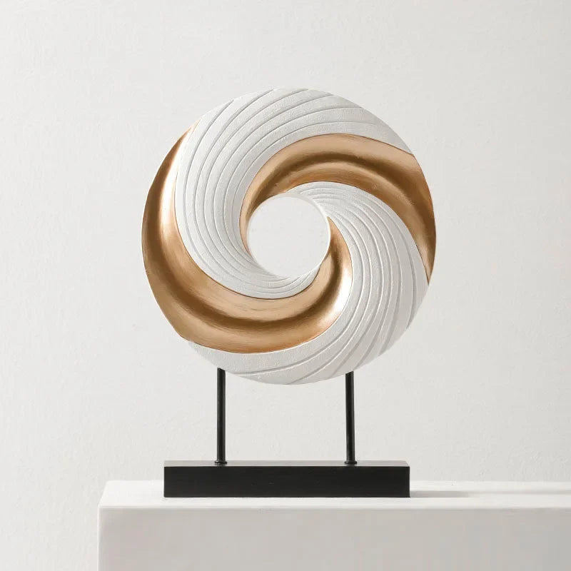 Sculpture Moderne Noire Anneau Design