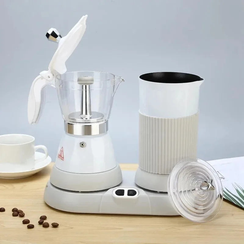 Cafetière Rétro Électrique avec Mousseur à Lait